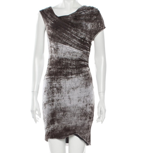 Grey abstract print Helmut Lang bodycon mini dress - Picture 1 of 4